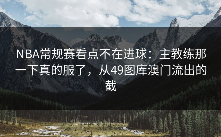 NBA常规赛看点不在进球：主教练那一下真的服了，从49图库澳门流出的截