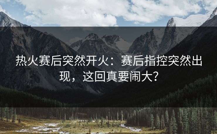 热火赛后突然开火：赛后指控突然出现，这回真要闹大？