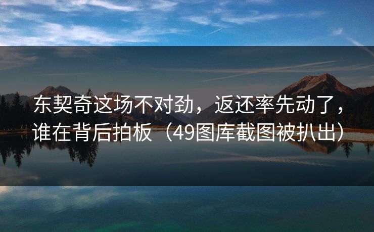 东契奇这场不对劲，返还率先动了，谁在背后拍板（49图库截图被扒出）