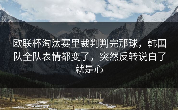 欧联杯淘汰赛里裁判判完那球，韩国队全队表情都变了，突然反转说白了就是心