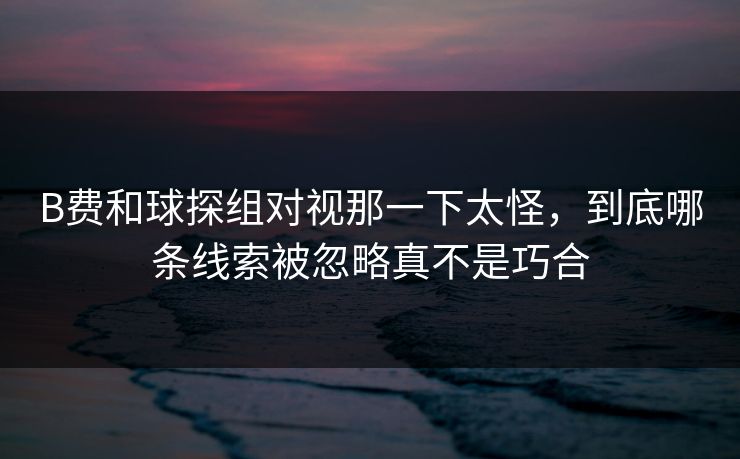 B费和球探组对视那一下太怪，到底哪条线索被忽略真不是巧合